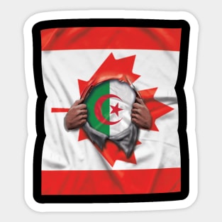 Algeria Flag Canadian Flag Ripped - Gift for Algerian From Algeria Sticker